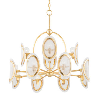 Hudson Valley - 1534-VGL - 12 Light Chandelier - Danes - Vintage Gold Leaf