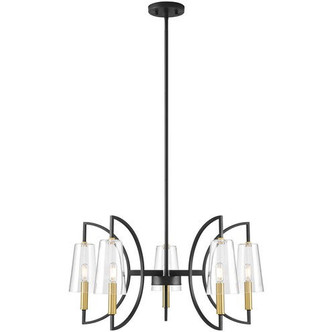 Savoy House - 1-7169-5-143 - Five Light Chandelier - Hanley - Matte Black and Warm Brass