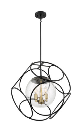 Nuvo Lighting - 60-6947 - Three Light Pendant - Aurora - Black / Vintage Brass