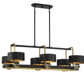 Lighting One E - V6-L1-2924-6-51 - Six Light Linear Chandelier - Chambord - Vintage Black W/ Warm Brass