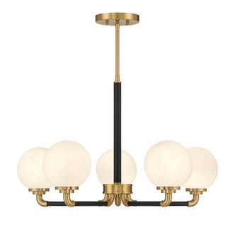 Lighting One E - V6-L1-9605-5-143 - Five Light Chandelier - Dresden - Matte Black w/ Warm Brass