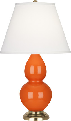 Robert Abbey - 1685X - One Light Accent Lamp - Small Double Gourd - Pumpkin Glazed Ceramic w/Antique Natural Brass