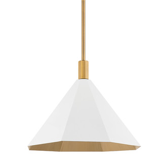 Troy Lighting - F8322-PBR/SWH - One Light Pendant - Huntley - Patina Brass