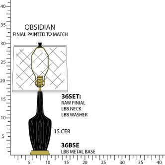 Robert Abbey - OS36 - One Light Accent Lamp - Small Emma - Obsidian Glazed Ceramic w/Warm Brass