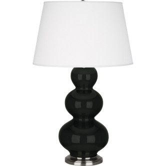 Robert Abbey - OS42X - One Light Table Lamp - Triple Gourd - Obsidian Glazed Ceramic w/Antique Silver