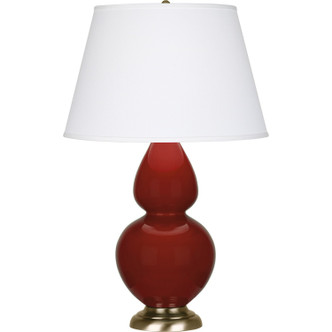 Robert Abbey - OX20X - One Light Table Lamp - Double Gourd - Oxblood Glazed Ceramic w/Antique Natural Brass