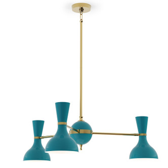Robert Abbey - PC03PC - Three Light Chandelier - Clare - Modern Brass w/Peacock Painted