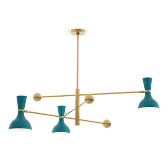Robert Abbey - PC10PC - Three Light Pendant - Clare - Modern Brass w/Peacock Painted