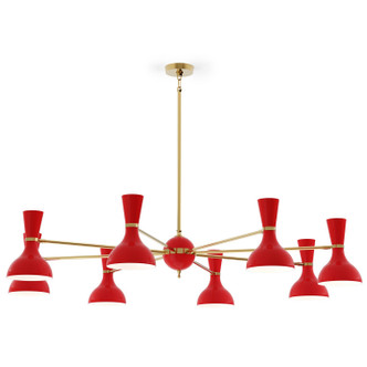 Robert Abbey - RR08RR - Eight Light Chandelier - Clare - Modern Brass w/Ruby Red Painted