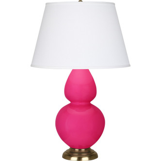 Robert Abbey - RZ20X - One Light Table Lamp - Double Gourd - Razzle Rose Glazed Ceramic w/Antique Natural Brass