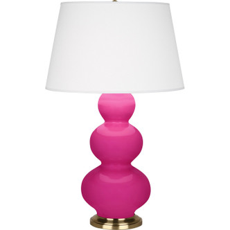 Robert Abbey - RZ40X - One Light Table Lamp - Triple Gourd - Razzle Rose Glazed Ceramic w/Antique Natural Brass
