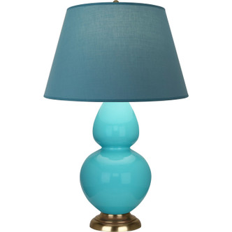 Robert Abbey - 1740B - One Light Table Lamp - Double Gourd - Egg Blue Glazed Ceramic w/Antique Natural Brass