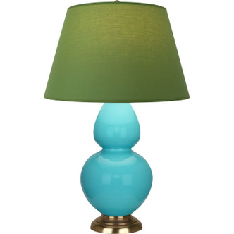 Robert Abbey - 1740G - One Light Table Lamp - Double Gourd - Egg Blue Glazed Ceramic w/Antique Natural Brass