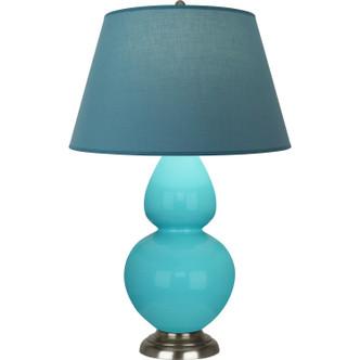 Robert Abbey - 1741B - One Light Table Lamp - Double Gourd - Egg Blue Glazed Ceramic w/Antique Silver