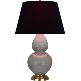Robert Abbey - 1748K - One Light Table Lamp - Double Gourd - Smokey Taupe Glazed Ceramic w/Antique Natural Brass