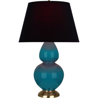 Robert Abbey - 1751K - One Light Table Lamp - Double Gourd - Peacock Glazed Ceramic w/Antique Natural Brass