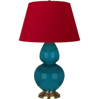 Robert Abbey - 1751R - One Light Table Lamp - Double Gourd - Peacock Glazed Ceramic w/Antique Natural Brass