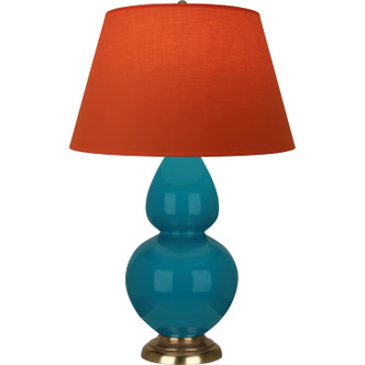 Robert Abbey - 1751T - One Light Table Lamp - Double Gourd - Peacock Glazed Ceramic w/Antique Natural Brass