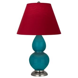Robert Abbey - 1773R - One Light Accent Lamp - Small Double Gourd - Peacock Glazed Ceramic w/Antique Silver