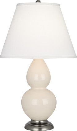 Robert Abbey - 1776X - One Light Accent Lamp - Small Double Gourd - Bone Glazed Ceramic w/Antique Silver