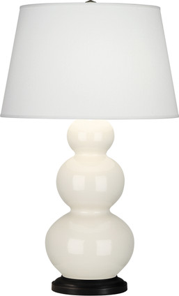 Robert Abbey - 344X - One Light Table Lamp - Triple Gourd - Bone Glazed Ceramic w/Deep Patina Bronze