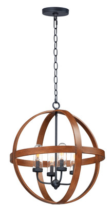 Maxim - 27584CDAPBK - Four Light Outdoor Pendant - Compass - Antique Pecan / Black