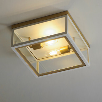 Neoclass Two Light Outdoor Flush Mount (30059CLWTGLD)