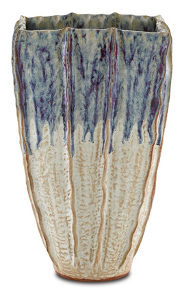 Currey and Company - 1200-0367 - Vase - Sea Horizon Collection - White with Blue and Purple Drip