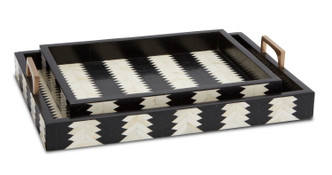 Currey and Company - 1200-0451 - Tray Set of 2 - Arrow Collection - Black/White/Natural/Brass