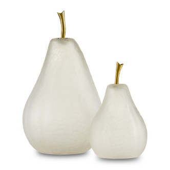 Currey and Company - 1200-0641 - Pear Set of 2 - Glass Pear - Matte Frost/Brass