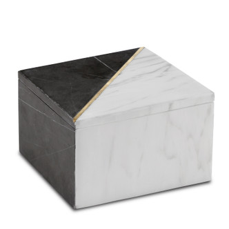 Currey and Company - 1200-0652 - Box - Deena Black & White Marble Box - White/Black/Brass