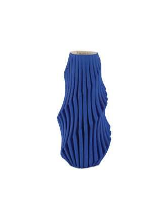 Currey and Company - 1200-0892 - Vase - Blue Pleat Collection - Cobalt Blue