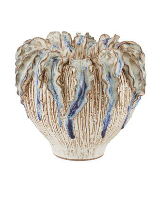 Currey and Company - 1200-0963 - Vase - Tropical Crown - Ivory/Reactive Blue