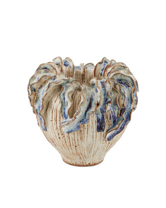 Currey and Company - 1200-0964 - Vase - Tropical Crown - Ivory/Reactive Blue