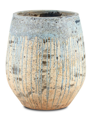 Currey and Company - 2200-0005 - Planter - Sicilia - Antique White/Blue Drip