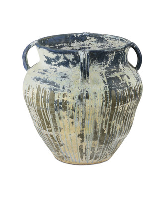 Currey and Company - 2200-0064 - Planter - Agrigento - Antique White/Blue Drip
