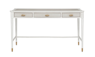 Currey and Company - 3000-0190 - Desk - Aster - Off-White/Fog/Brass