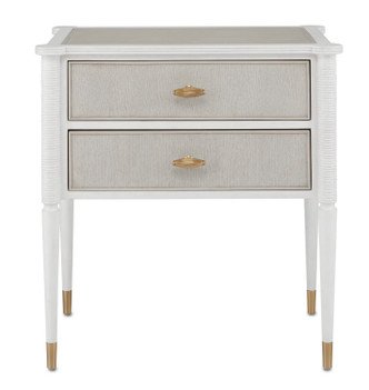 Currey and Company - 3000-0191 - Nightstand - Aster - Off-White/Fog/Brass