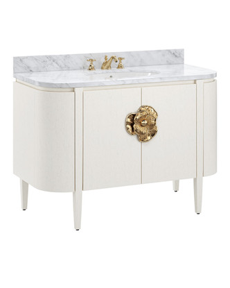 Currey and Company - 3800-0002 - Vanity with Sink - Briallen - Cerused White/Natural/White/Polished Brass