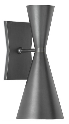Currey and Company - 5000-0044 - Two Light Wall Sconce - Gino Black Wall Sconce - Dark Gray/White Interior
