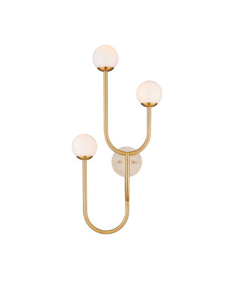 Currey and Company - 5000-0256 - Three Light Wall Sconce - Highsmith - Brass/Natural/White