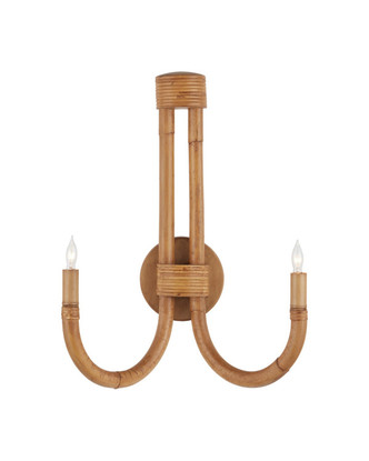 Currey and Company - 5000-0280 - Two Light Wall Sconce - Samsara - Natural/Saddle Tan