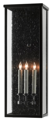 Currey and Company - 5500-0039 - Three Light Wall Sconce - Tanzy - Midnight Black/Clear Seeded