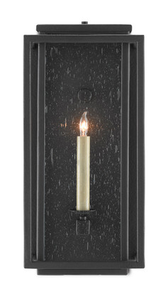 Currey and Company - 5500-0040 - One Light Outdoor Wall Sconce - Wright - Midnight Black/Clear Seeded