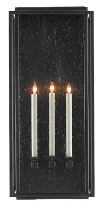 Currey and Company - 5500-0042 - Three Light Outdoor Wall Sconce - Wright - Midnight Black/Clear Seeded