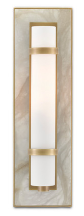 Currey and Company - 5800-0016 - One Light Wall Sconce - Bruneau - Natural/White/Antique Brass