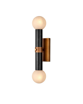 Currey and Company - 5800-0046 - Two Light Wall Sconce - Beatrix - Natural/Antique Brass/White