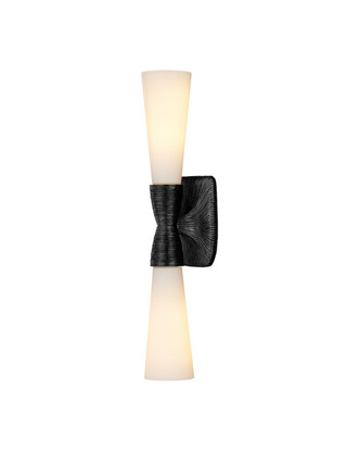 Currey and Company - 5800-0066 - Two Light Wall Sconce - Burrows - Opaque White/Oil Rubbed Bronze