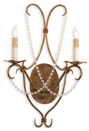 Currey and Company - 5880 - Two Light Wall Sconce - Crystal Lights - Rhine Gold/Clear