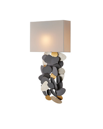 Currey and Company - 5900-0055 - One Light Wall Sconce - Moon Dust - Hiroshi Gray/Contemporary Gold Leaf/Contemporary Silver Leaf